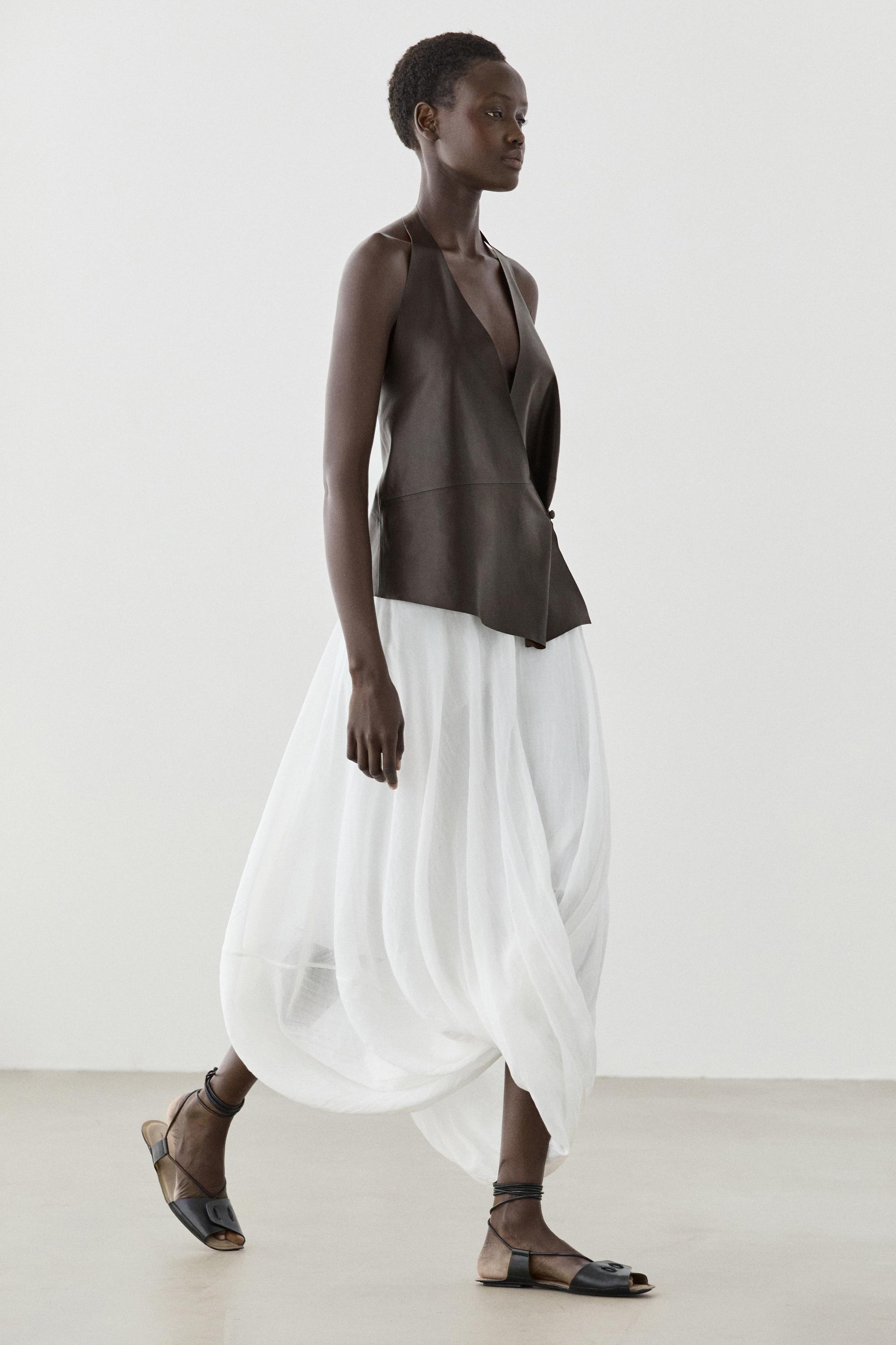 Nappa leather wrap top
